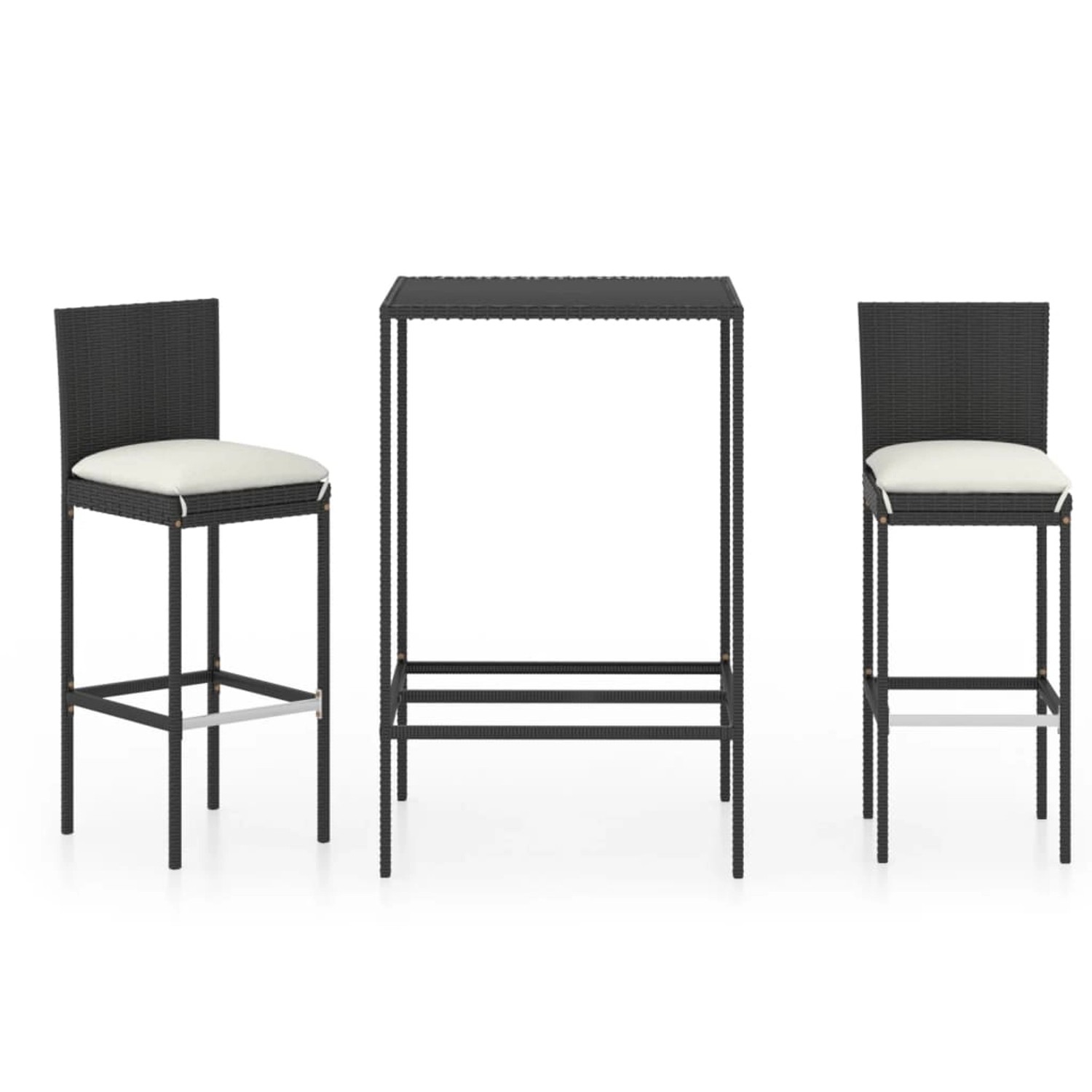 vidaXL 3-tlg Gartenbar-Set mit Kissen Poly Rattan Schwarz Modell 6 vidaXL 3-tlg Gartenbar-Set mit Kissen Poly Rattan Schwarz Modell 6 von VIDAXL