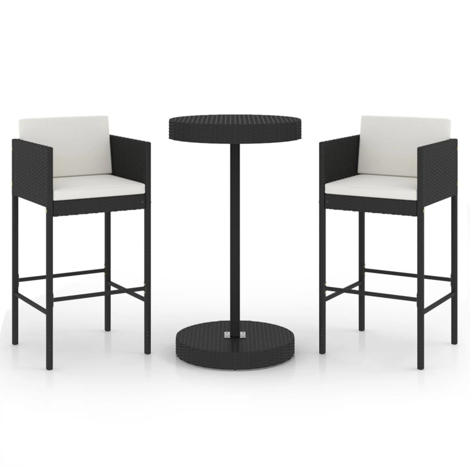 vidaXL 3-tlg Gartenbar-Set mit Kissen Poly Rattan Schwarz Modell 9 vidaXL 3-tlg Gartenbar-Set mit Kissen Poly Rattan Schwarz Modell 9 von VIDAXL