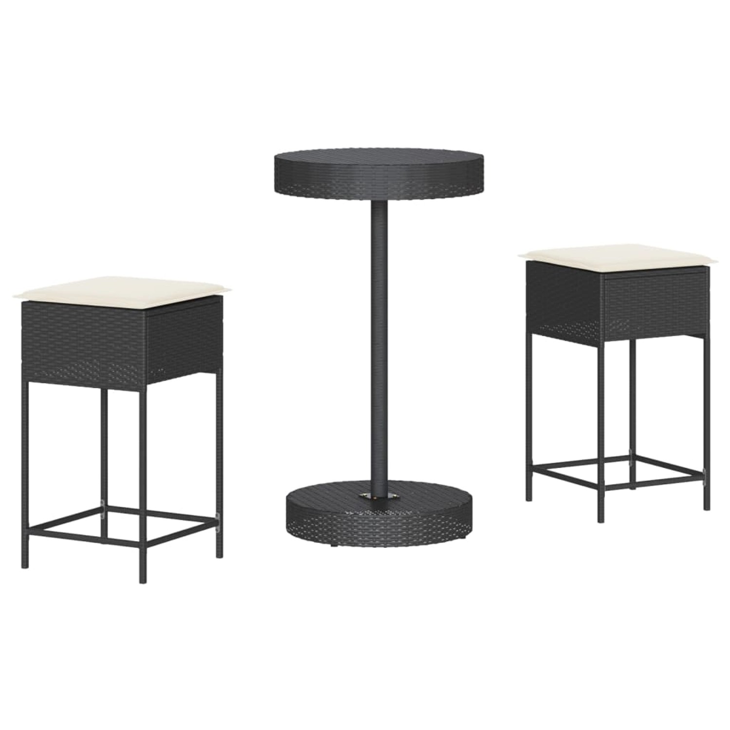 vidaXL 3-tlg Gartenbar-Set mit Kissen Schwarz Poly Rattan Modell 1 vidaXL 3-tlg Gartenbar-Set mit Kissen Schwarz Poly Rattan Modell 1 von VIDAXL