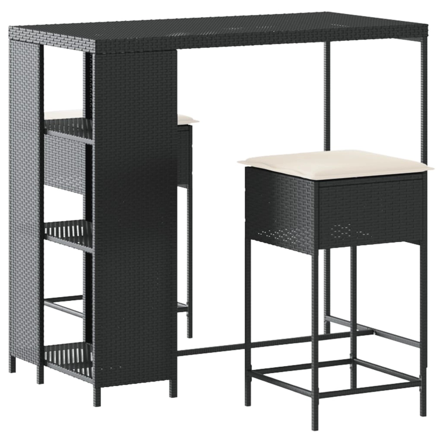 vidaXL 3-tlg Gartenbar-Set mit Kissen Schwarz Poly Rattan Modell 7 vidaXL 3-tlg Gartenbar-Set mit Kissen Schwarz Poly Rattan Modell 7 von VIDAXL
