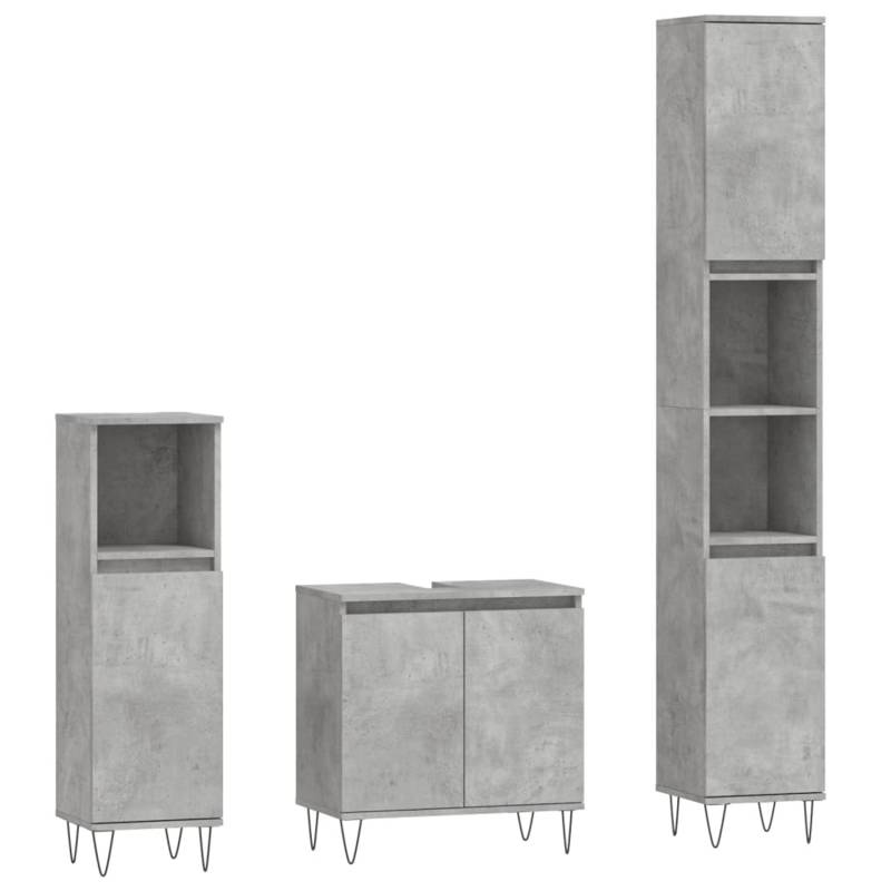 vidaXL 3-tlg. Badmöbel-Set Betongrau Holzwerkstoff Modell 21 von VIDAXL