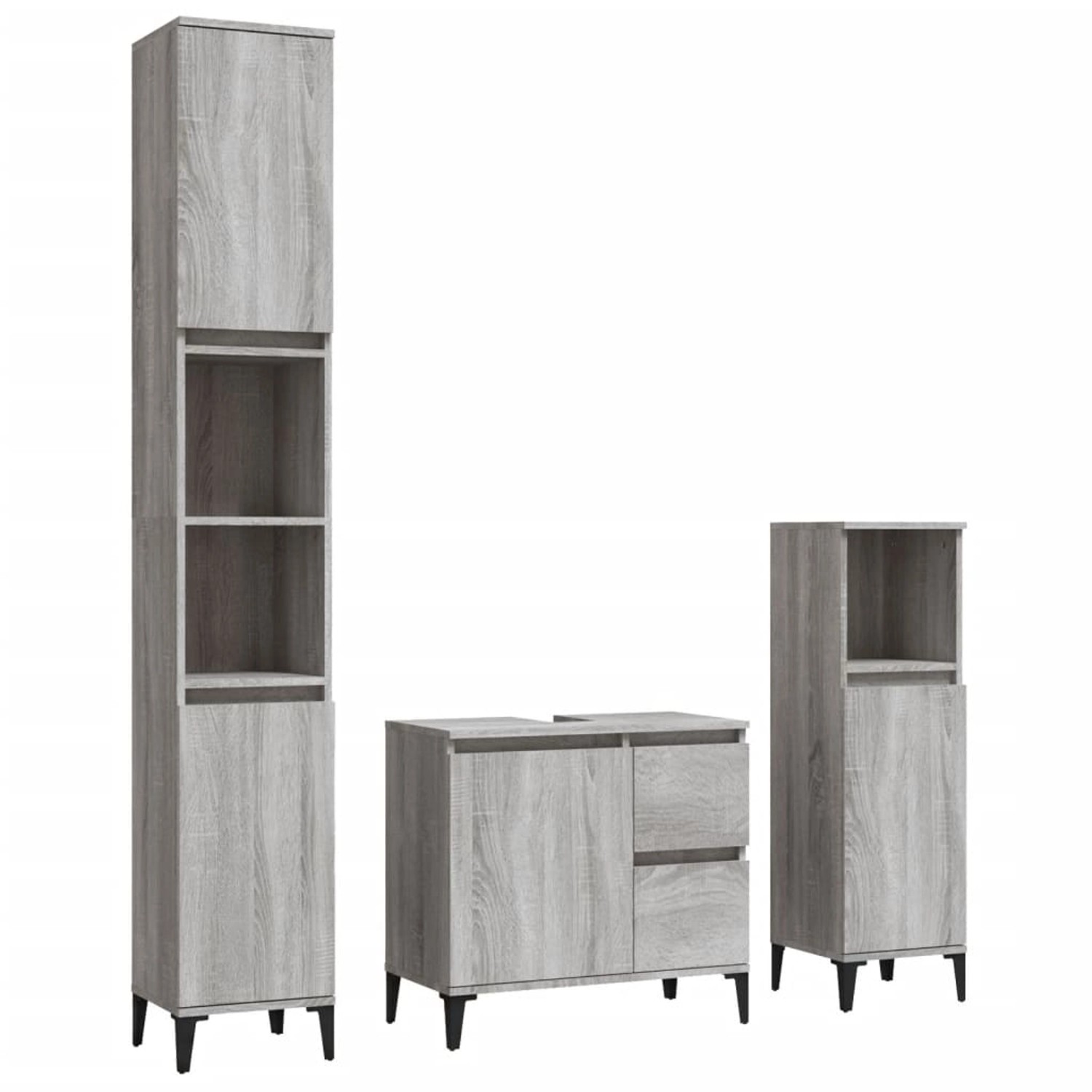 vidaXL 3-tlg. Badmöbel-Set Grau Sonoma Holzwerkstoff Modell 8 vidaXL 3-tlg. Badmöbel-Set Grau Sonoma Holzwerkstoff Modell 8 von VIDAXL