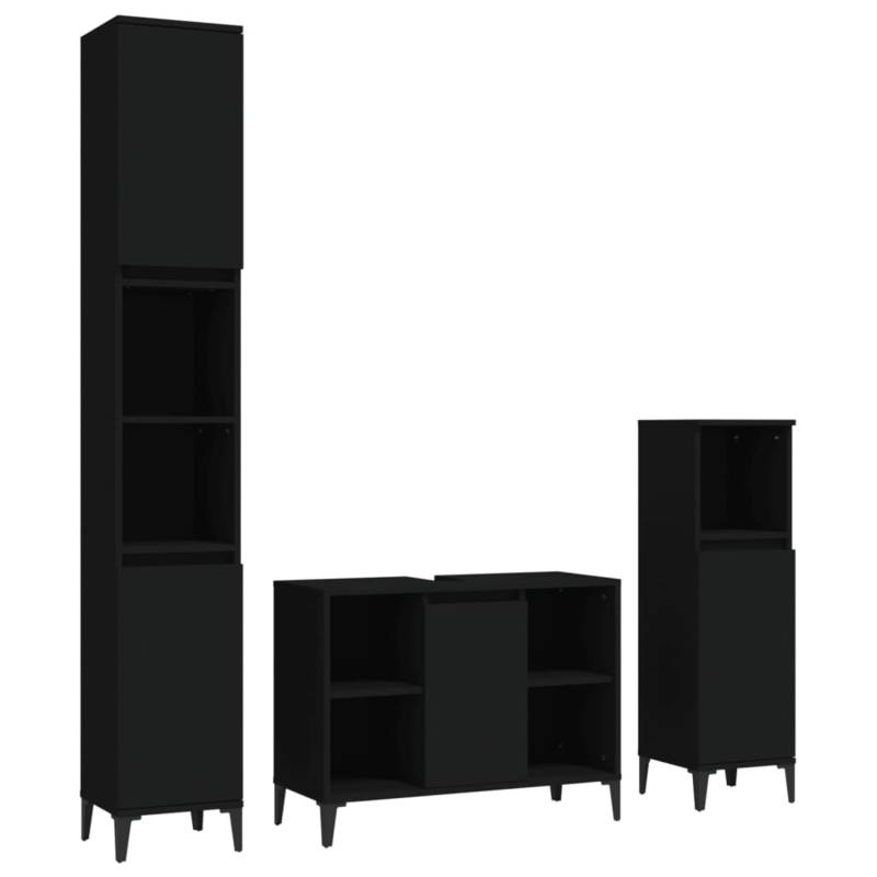 vidaXL 3-tlg. Badmöbel-Set Schwarz Holzwerkstoff Modell 10 von VIDAXL