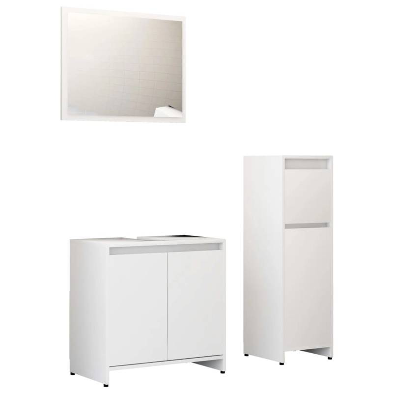 vidaXL 3-tlg. Badmöbel-Set Weiß Holzwerkstoff Modell 2 von VIDAXL