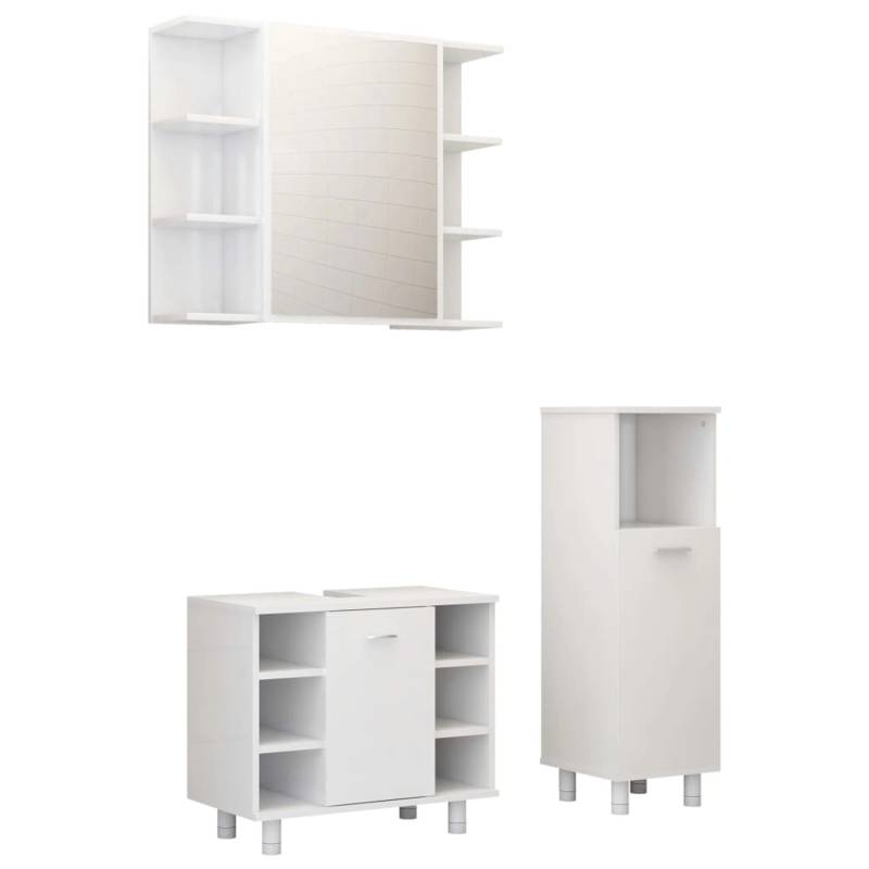 vidaXL 3-tlg. Badmöbel-Set Weiß Holzwerkstoff Modell 4 von VIDAXL