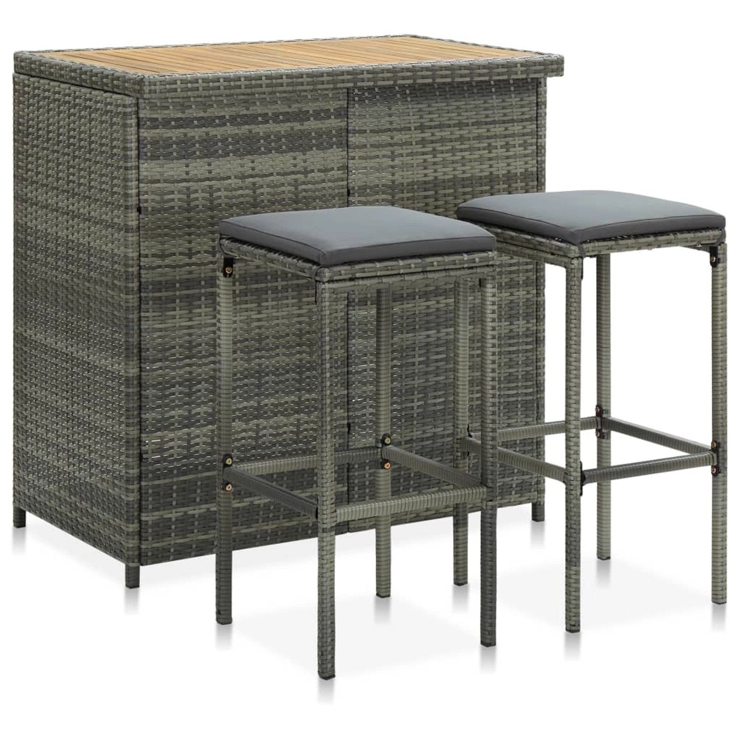 vidaXL 3-tlg. Bar Set Poly Rattan Grau vidaXL 3-tlg. Bar Set Poly Rattan Grau von VIDAXL