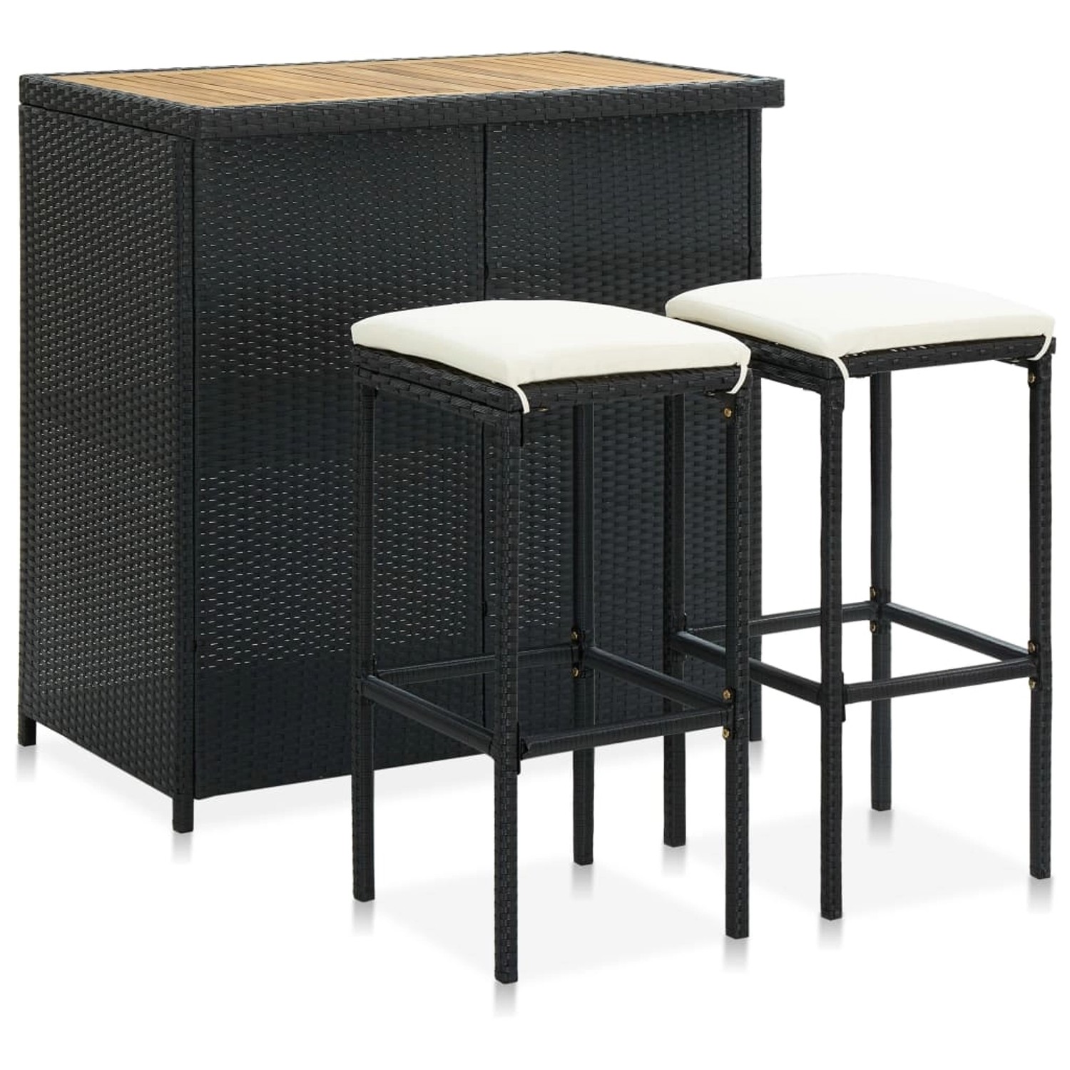 vidaXL 3-tlg. Bar-Set Poly Rattan Schwarz vidaXL 3-tlg. Bar-Set Poly Rattan Schwarz von VIDAXL