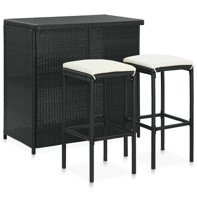 vidaXL 3-tlg. Bar Set Poly Rattan Schwarz von VIDAXL