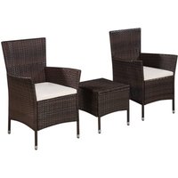 3-tlg. Bistro-Set Poly Rattan Braun vidaXL von VIDAXL