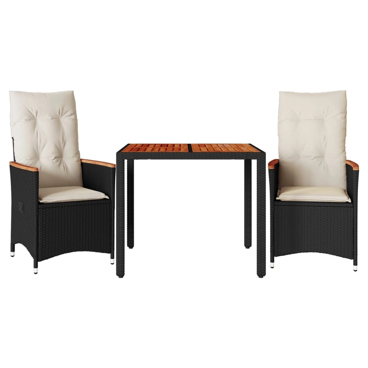 vidaXL 3-tlg. Bistro-Set mit Kissen Schwarz Poly Rattan vidaXL 3-tlg. Bistro-Set mit Kissen Schwarz Poly Rattan von VIDAXL