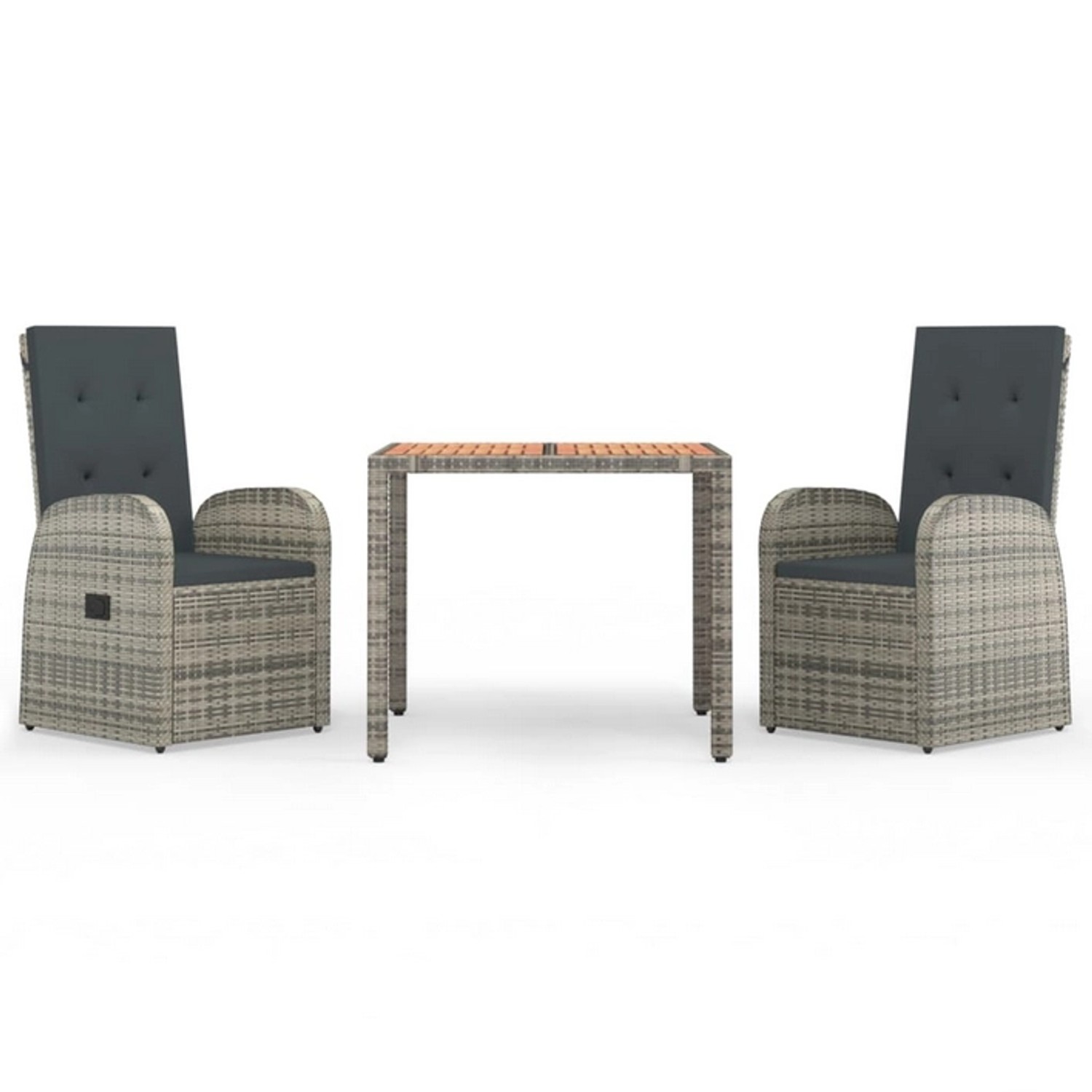 vidaXL 3-tlg. Garten-Essgruppe mit Kissen Dunkelgrau Poly Rattan vidaXL 3-tlg. Garten-Essgruppe mit Kissen Dunkelgrau Poly Rattan von VIDAXL