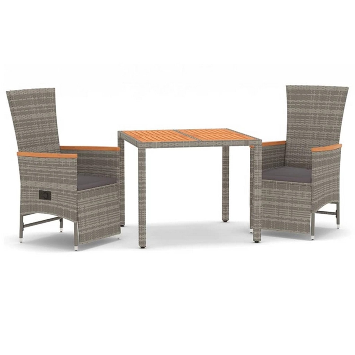 vidaXL 3-tlg. Garten-Essgruppe mit Kissen Kissen-Farbe: Dunkelgrau Poly Rattan vidaXL 3-tlg. Garten-Essgruppe mit Kissen Kissen-Farbe: Dunkelgrau Poly Rattan von VIDAXL