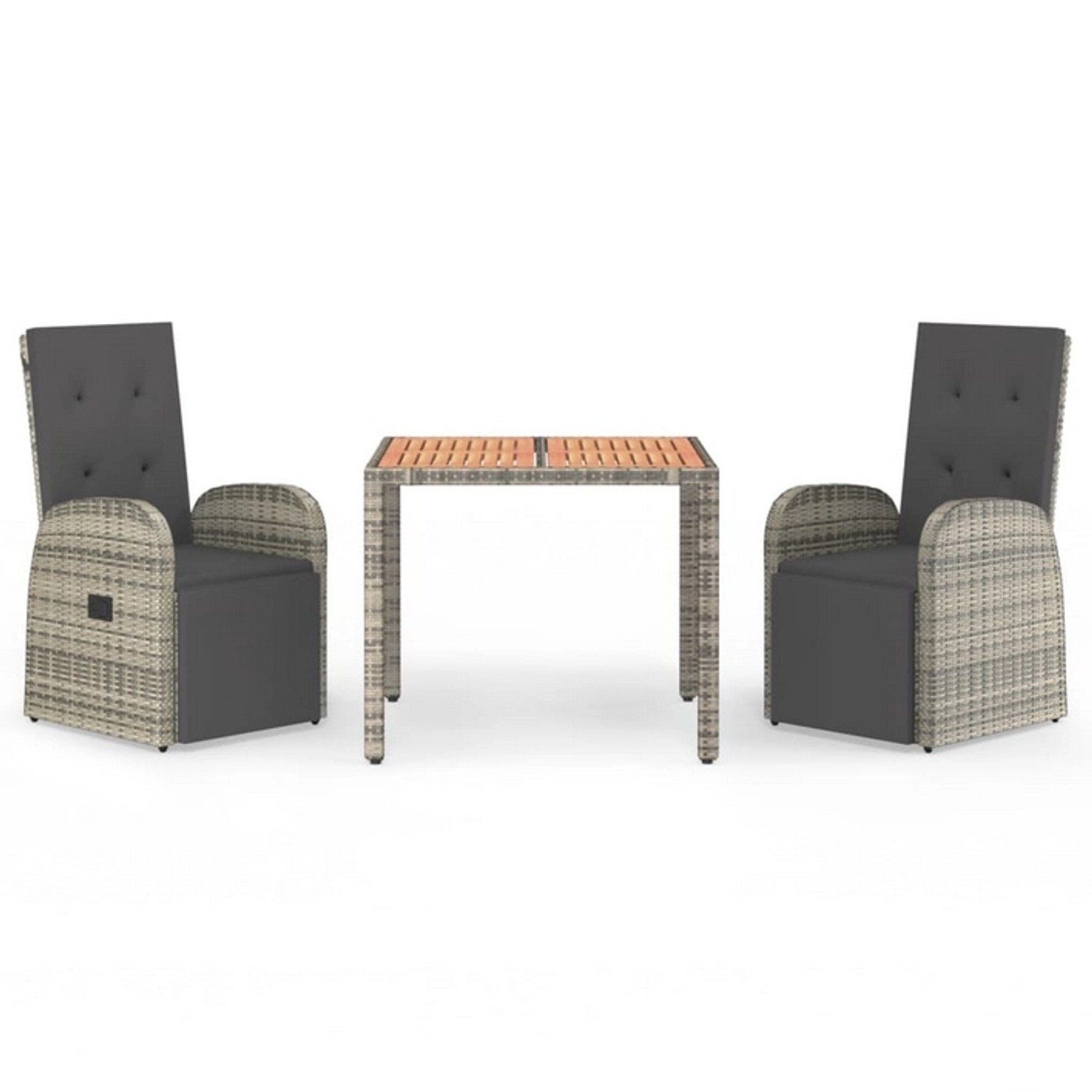 vidaXL 3-tlg. Garten-Essgruppe mit Kissen Rattan Grau Poly vidaXL 3-tlg. Garten-Essgruppe mit Kissen Rattan Grau Poly von VIDAXL