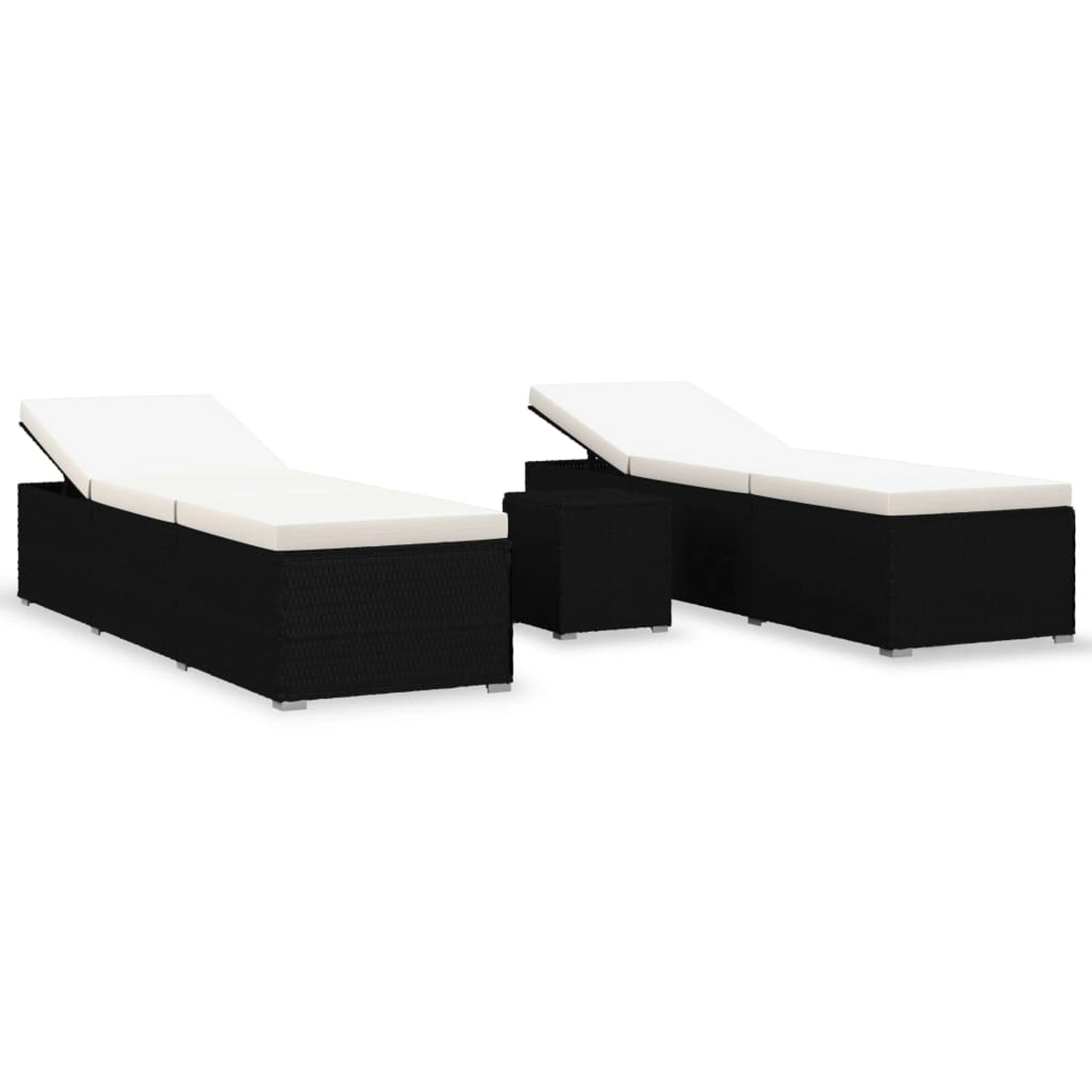 VidaXL 3-tlg. Garten-Sonnenliegen mit Teetisch Poly Rattan Schwarz Cremeweiß VidaXL 3-tlg. Garten-Sonnenliegen mit Teetisch Poly Rattan Schwarz Cremeweiß von VIDAXL