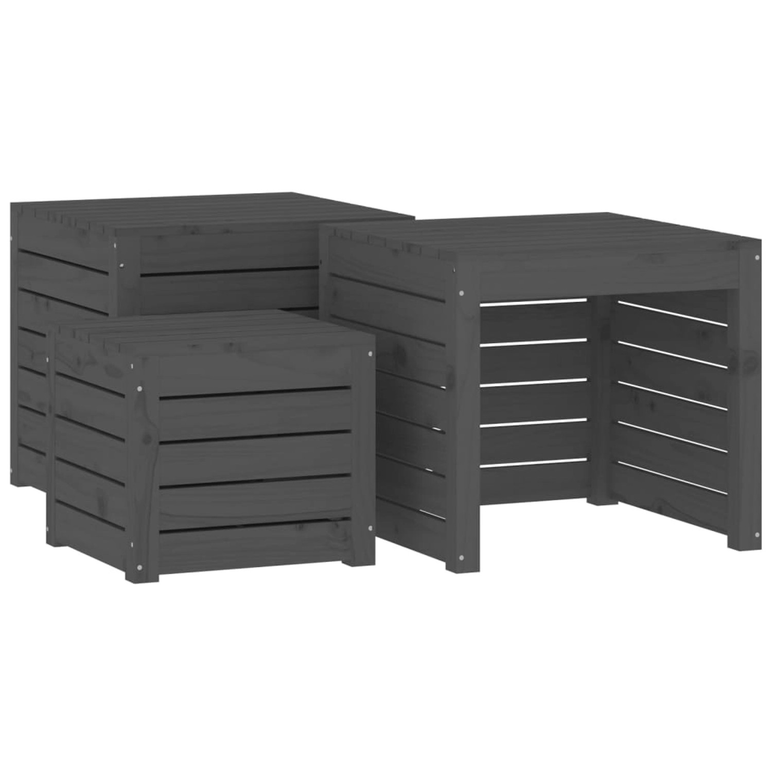 VidaXL 3-tlg. Gartenbox-Set Grau Massivholz Kiefer VidaXL 3-tlg. Gartenbox-Set Grau Massivholz Kiefer von VIDAXL