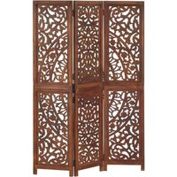 3-tlg. Raumteiler Handgeschnitzt Braun 120×165 cm Mangoholz Vidaxl 74978 von VIDAXL