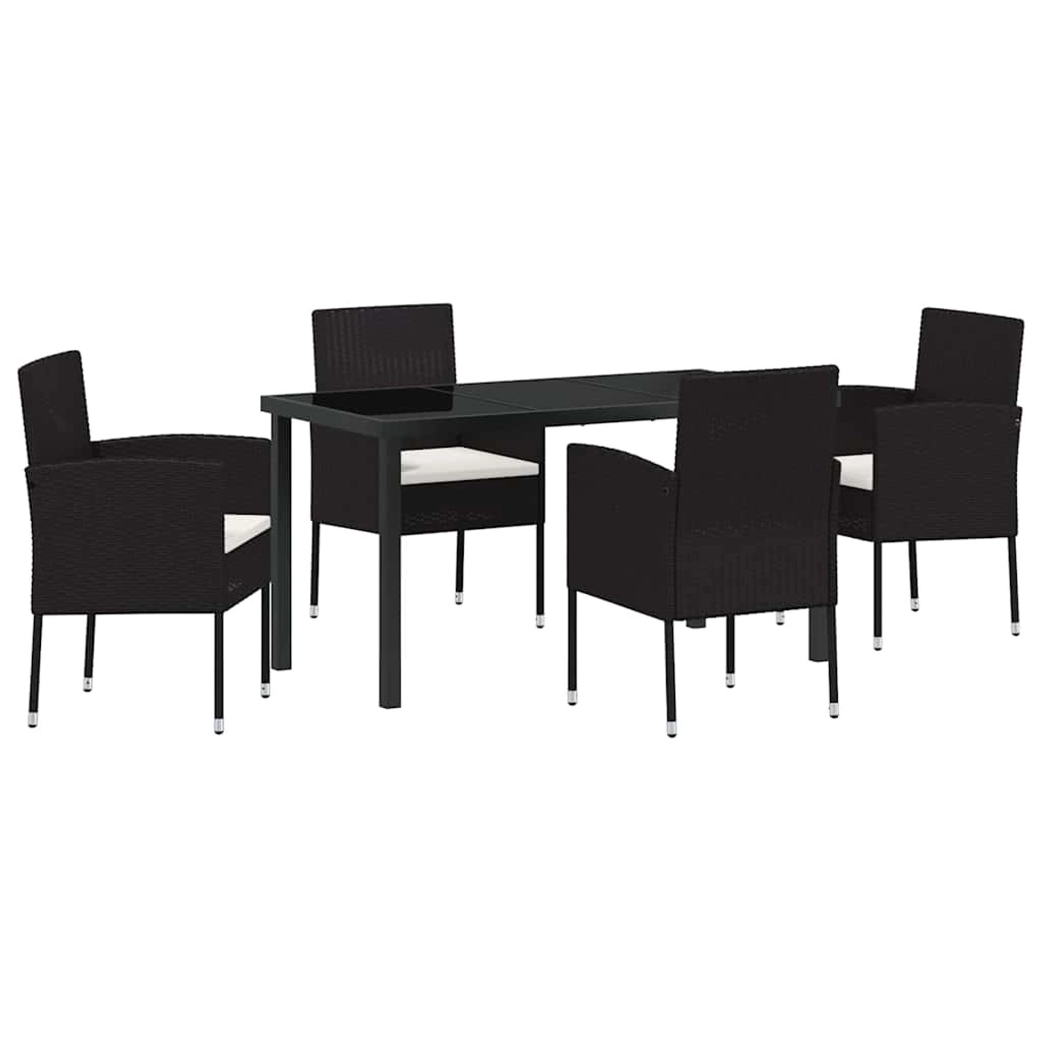 vidaXL 4-Teiliges Garten-Ess-Set mit Kissen Schwarz Poly Rattan 3379921 vidaXL 4-Teiliges Garten-Ess-Set mit Kissen Schwarz Poly Rattan 3379921 von VIDAXL