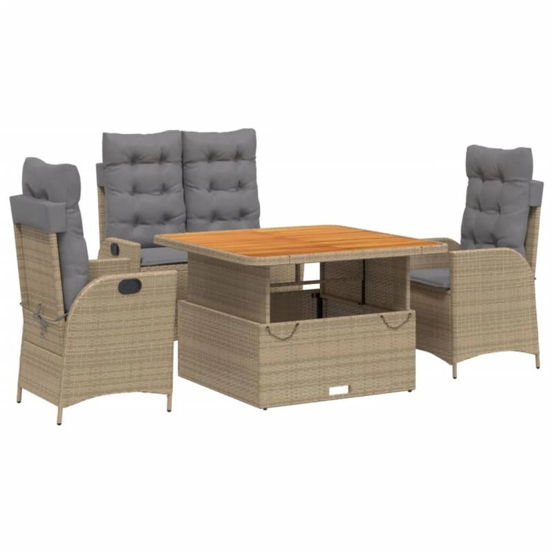 vidaXL 4-Tlg Garten-Essgruppe mit Kissen Beige Poly Rattan 3277488 vidaXL 4-Tlg Garten-Essgruppe mit Kissen Beige Poly Rattan 3277488 von VIDAXL