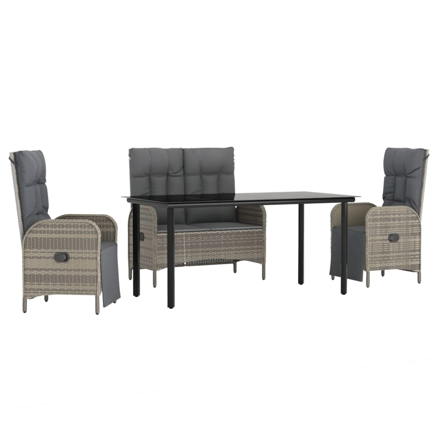 vidaXL 4-Tlg Garten-Essgruppe mit Kissen Grau Poly Rattan 3203508 vidaXL 4-Tlg Garten-Essgruppe mit Kissen Grau Poly Rattan 3203508 von VIDAXL