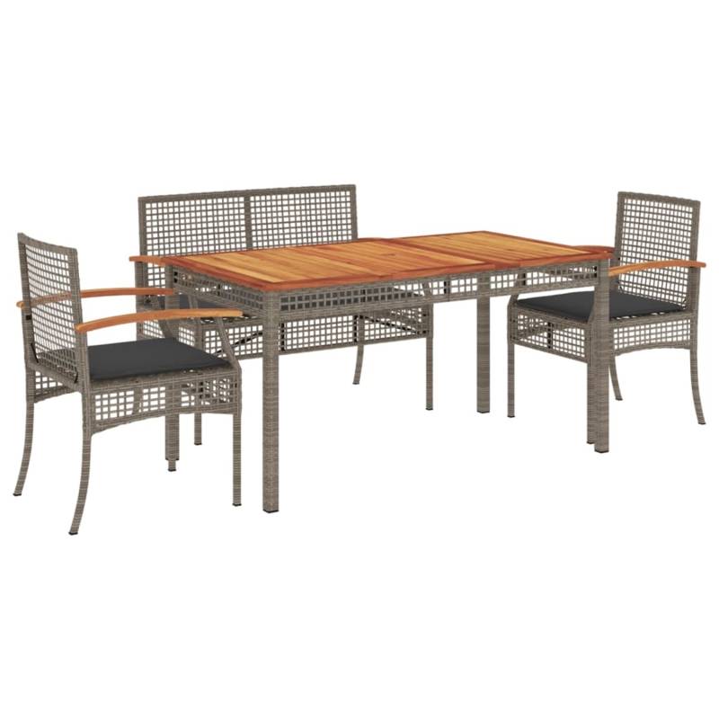 vidaXL 4-Tlg Garten-Essgruppe mit Kissen Grau Poly Rattan 3213576 vidaXL 4-Tlg Garten-Essgruppe mit Kissen Grau Poly Rattan 3213576 von VIDAXL