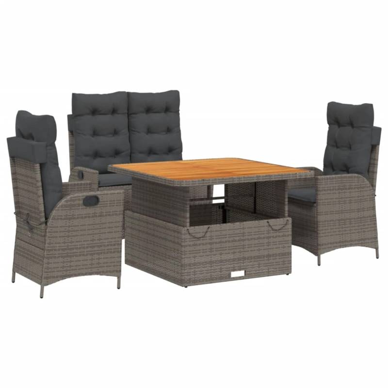 vidaXL 4-Tlg Garten-Essgruppe mit Kissen Grau Poly Rattan 3277464 vidaXL 4-Tlg Garten-Essgruppe mit Kissen Grau Poly Rattan 3277464 von VIDAXL