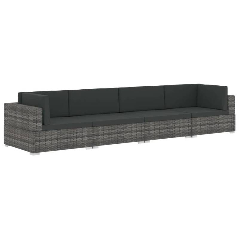 vidaXL 4-Tlg Gartensofa-Set mit Kissen Poly-Rattan Grau 48327 vidaXL 4-Tlg Gartensofa-Set mit Kissen Poly-Rattan Grau 48327 von VIDAXL