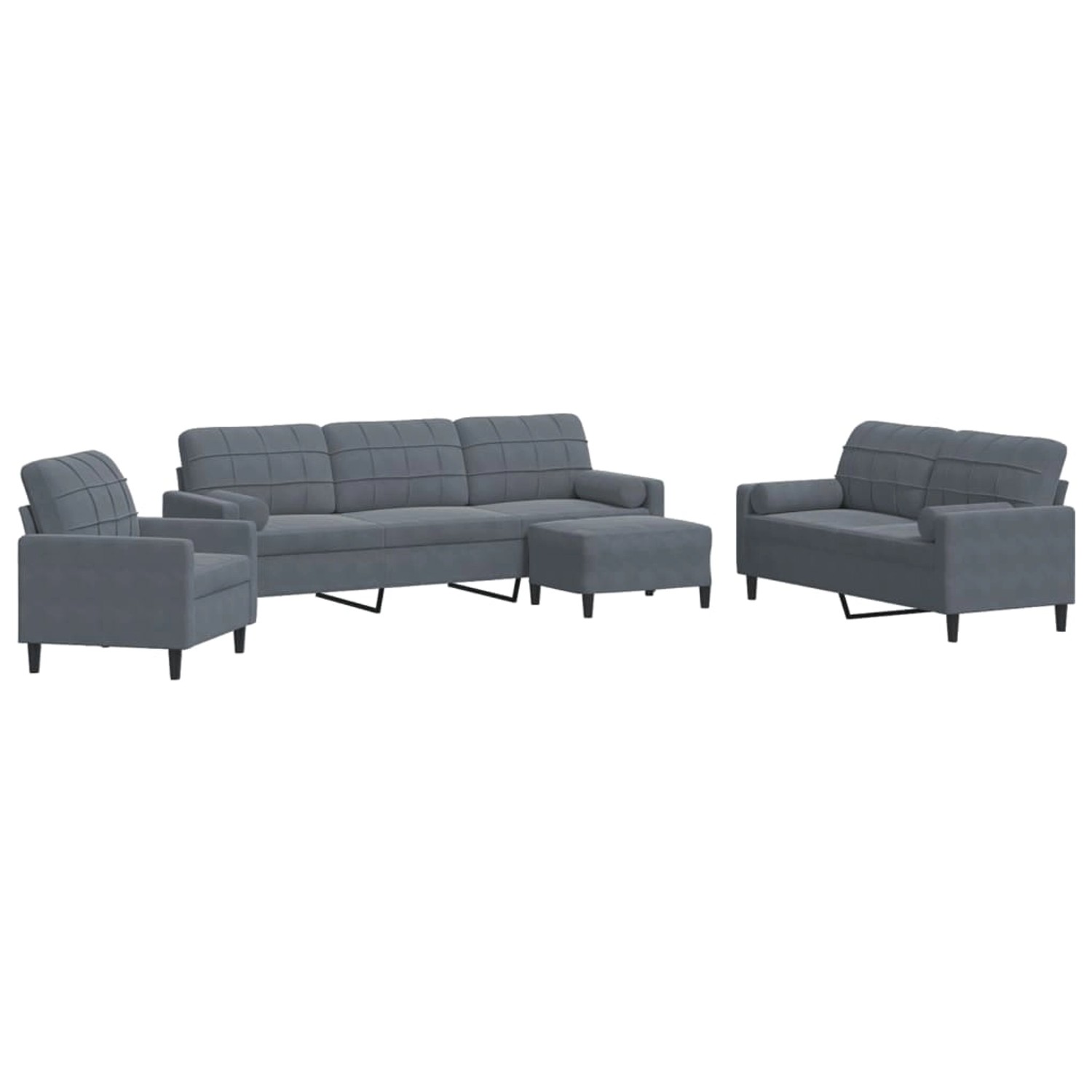 vidaXL 4-Tlg Sofagarnitur mit Kissen und Nackenrollen Dunkelgrau Samt 2157882 vidaXL 4-Tlg Sofagarnitur mit Kissen und Nackenrollen Dunkelgrau Samt 2157882 von VIDAXL