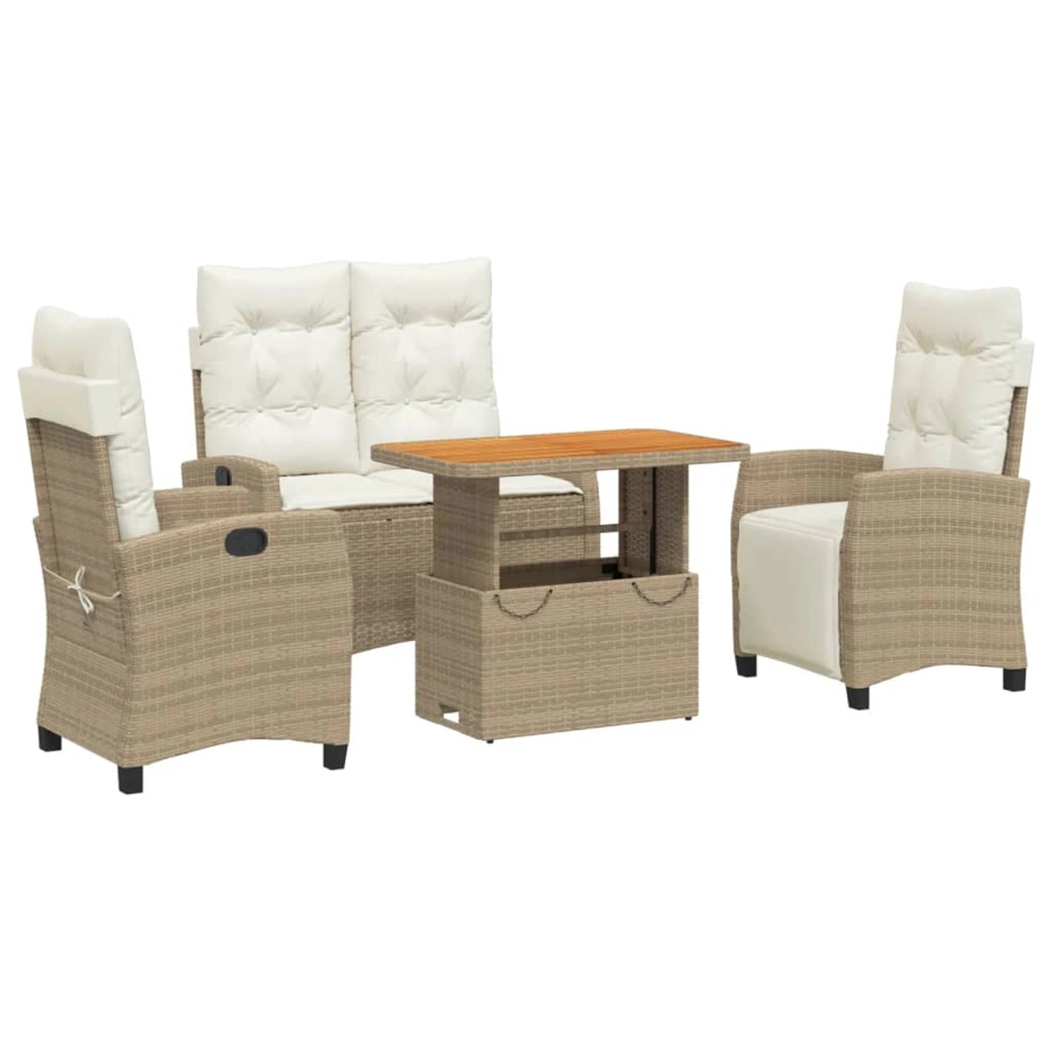 vidaXL 4-tlg Garten-Essgruppe mit Kissen Beige Poly Rattan Modell 3 vidaXL 4-tlg Garten-Essgruppe mit Kissen Beige Poly Rattan Modell 3 von VIDAXL