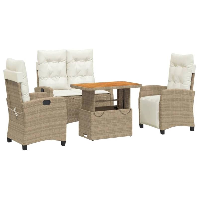 vidaXL 4-tlg Garten-Essgruppe mit Kissen Beige Poly Rattan Modell 3 von VIDAXL