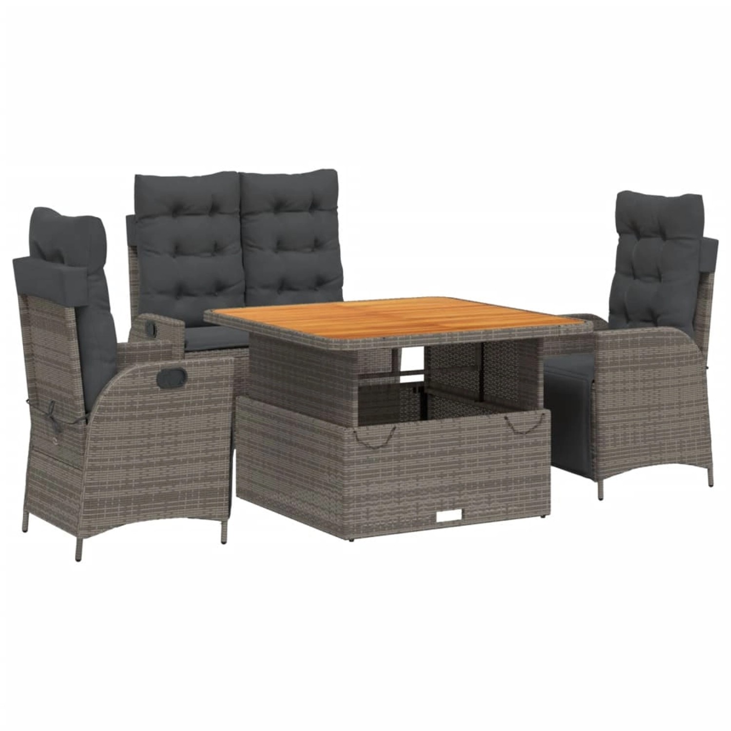 vidaXL 4-tlg Garten-Essgruppe mit Kissen Grau Poly Rattan Modell 8 vidaXL 4-tlg Garten-Essgruppe mit Kissen Grau Poly Rattan Modell 8 von VIDAXL