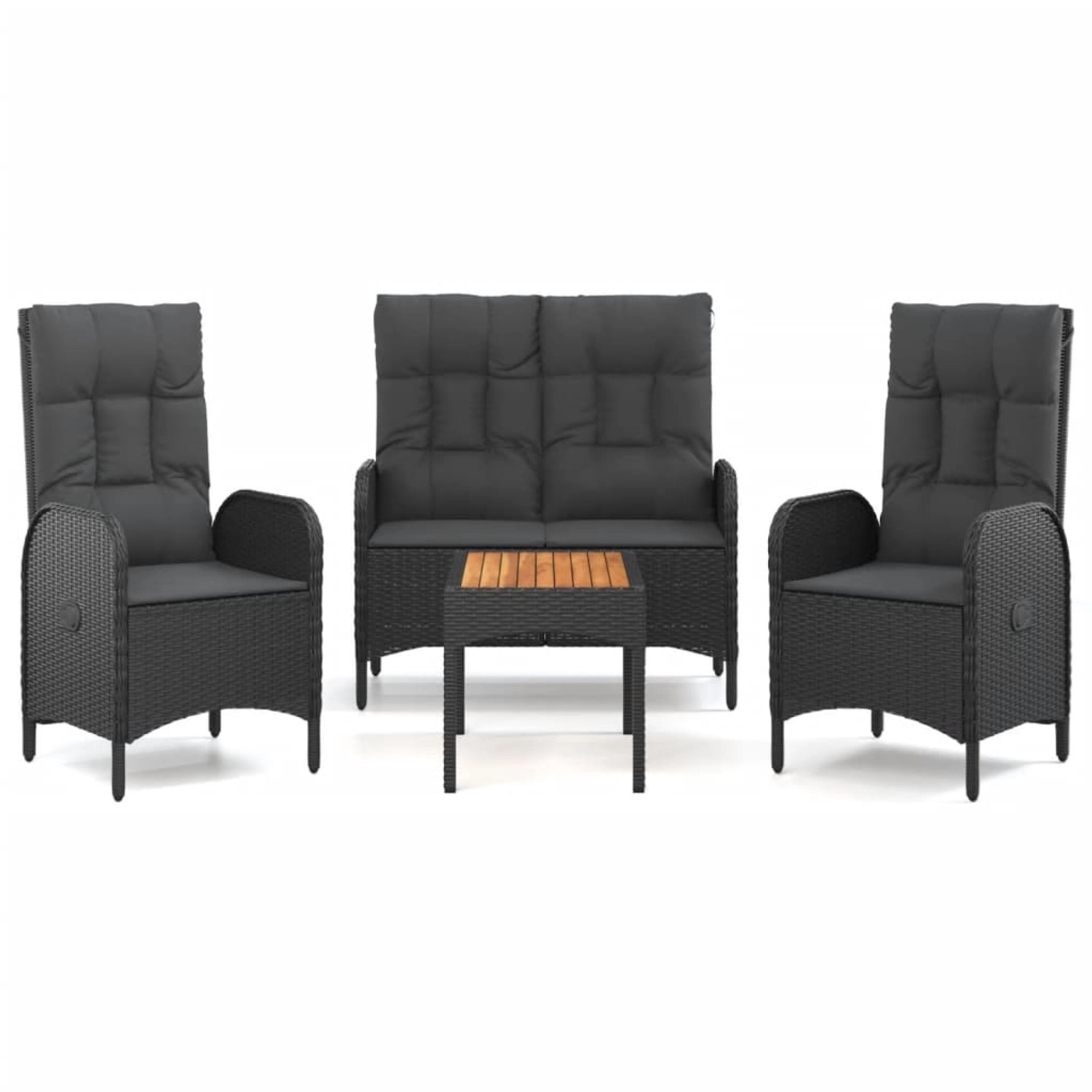vidaXL 4-tlg Garten-Essgruppe mit Kissen Schwarz Poly Rattan Modell 1 vidaXL 4-tlg Garten-Essgruppe mit Kissen Schwarz Poly Rattan Modell 1 von VIDAXL