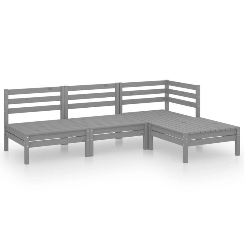 vidaXL 4-tlg Garten-Lounge-Set Massivholz Kiefer Grau Modell 2 von VIDAXL