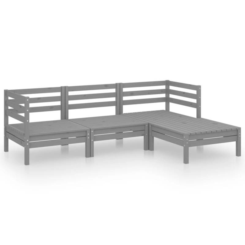 vidaXL 4-tlg Garten-Lounge-Set Massivholz Kiefer Grau Modell 3 von VIDAXL