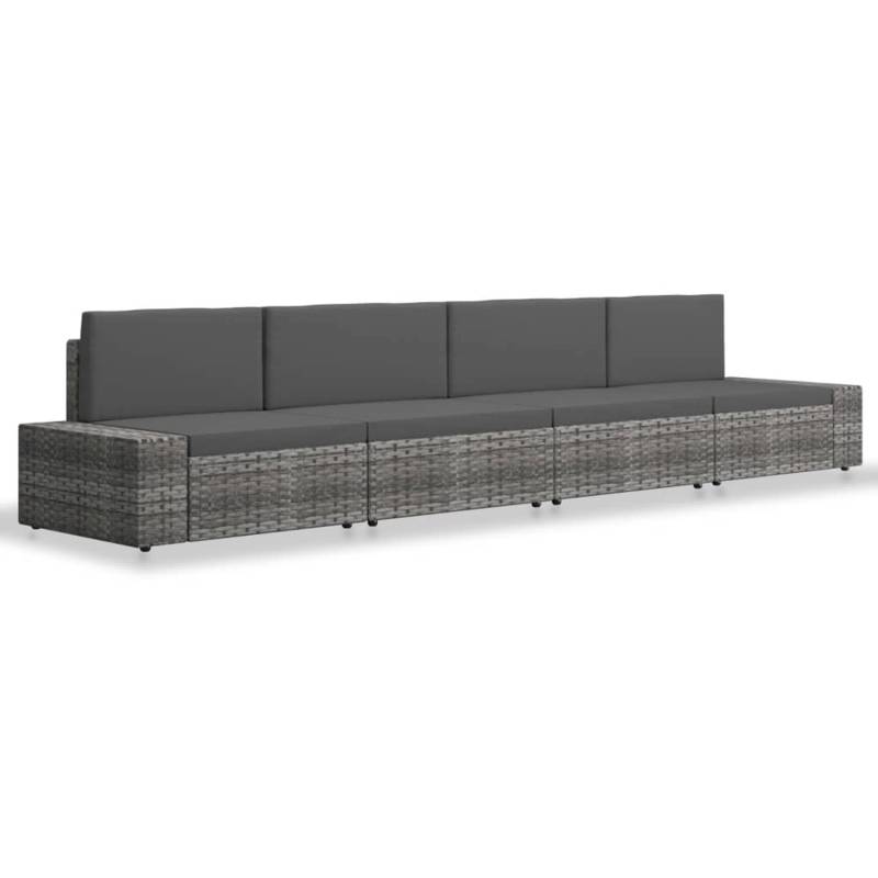 vidaXL 4-tlg Garten-Lounge-Set Poly Rattan Grau von VIDAXL