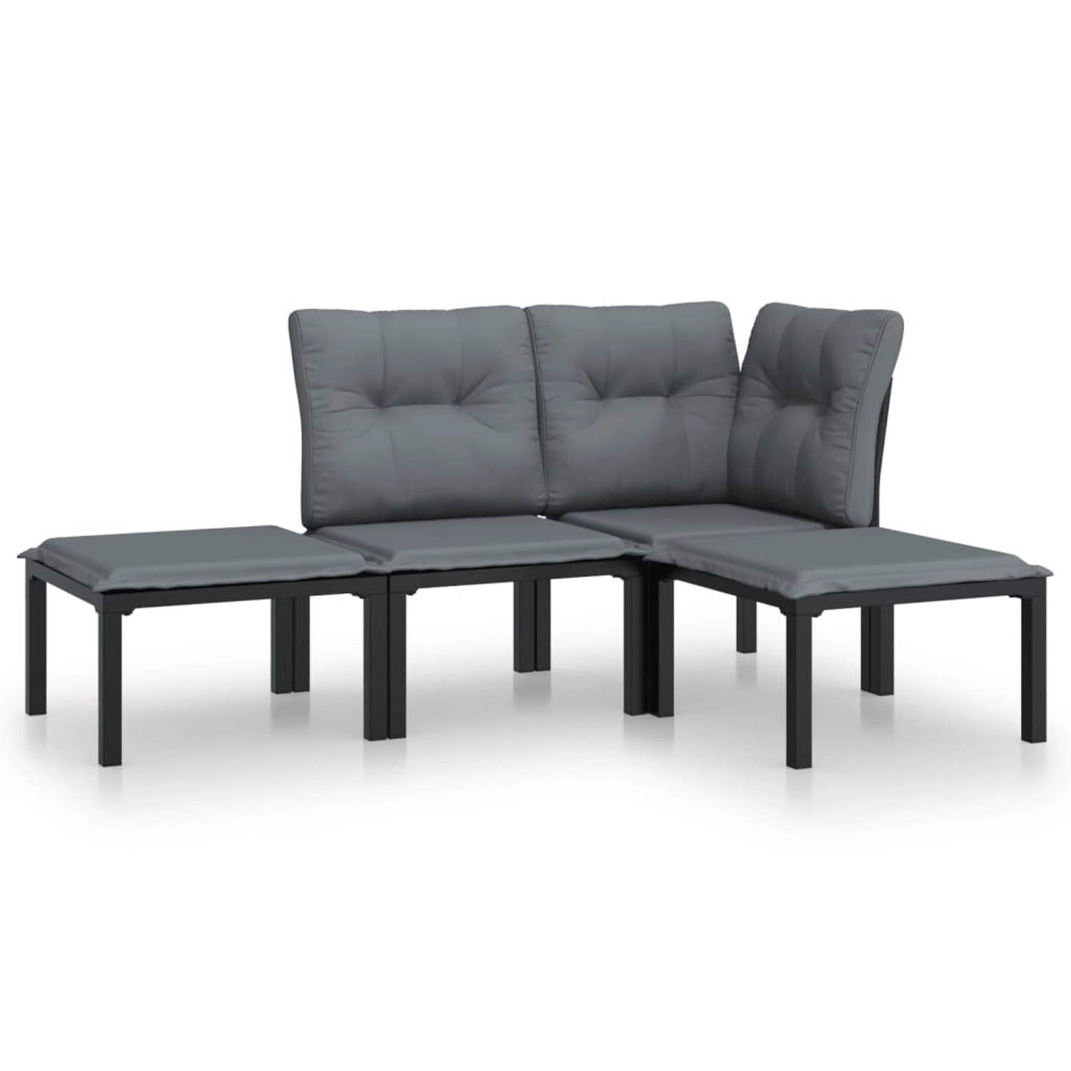 vidaXL 4-tlg Garten-Lounge-Set Schwarz und Grau Poly Rattan Modell 2 vidaXL 4-tlg Garten-Lounge-Set Schwarz und Grau Poly Rattan Modell 2 von VIDAXL