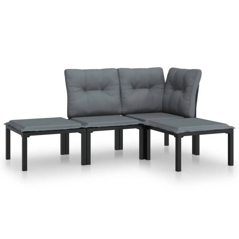 vidaXL 4-tlg Garten-Lounge-Set Schwarz und Grau Poly Rattan Modell 2 von VIDAXL