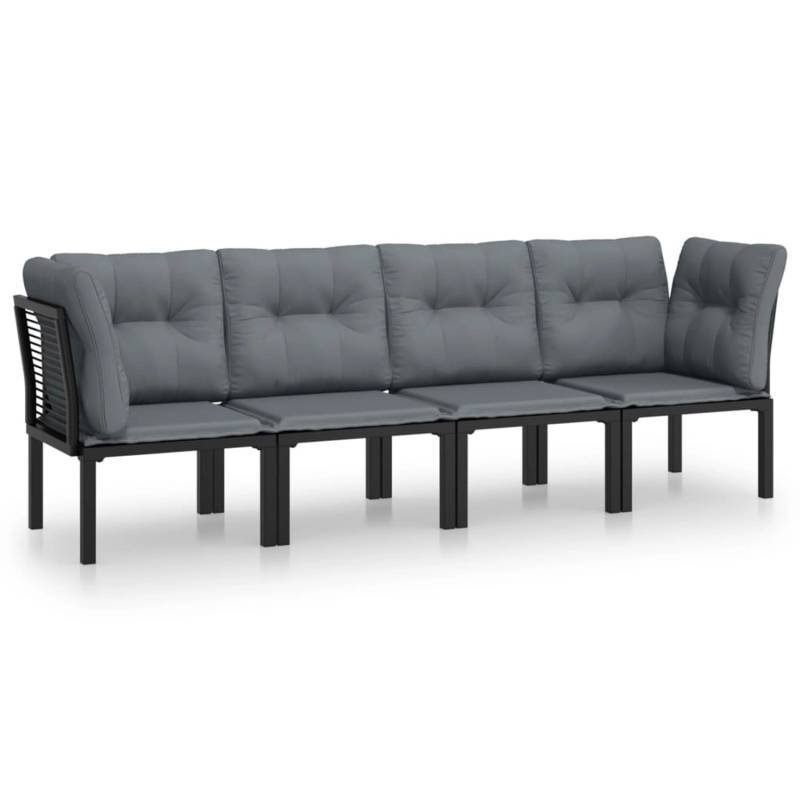 vidaXL 4-tlg Garten-Lounge-Set Schwarz und Grau Poly Rattan Modell 5 von VIDAXL