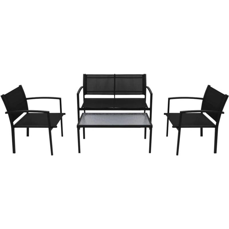 vidaXL 4-tlg Garten-Lounge-Set Textilene Schwarz von VIDAXL