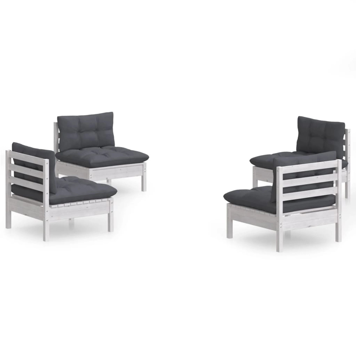vidaXL 4-tlg Garten-Lounge-Set mit Anthrazit Kissen Kiefernholz Modell 1 vidaXL 4-tlg Garten-Lounge-Set mit Anthrazit Kissen Kiefernholz Modell 1 von VIDAXL
