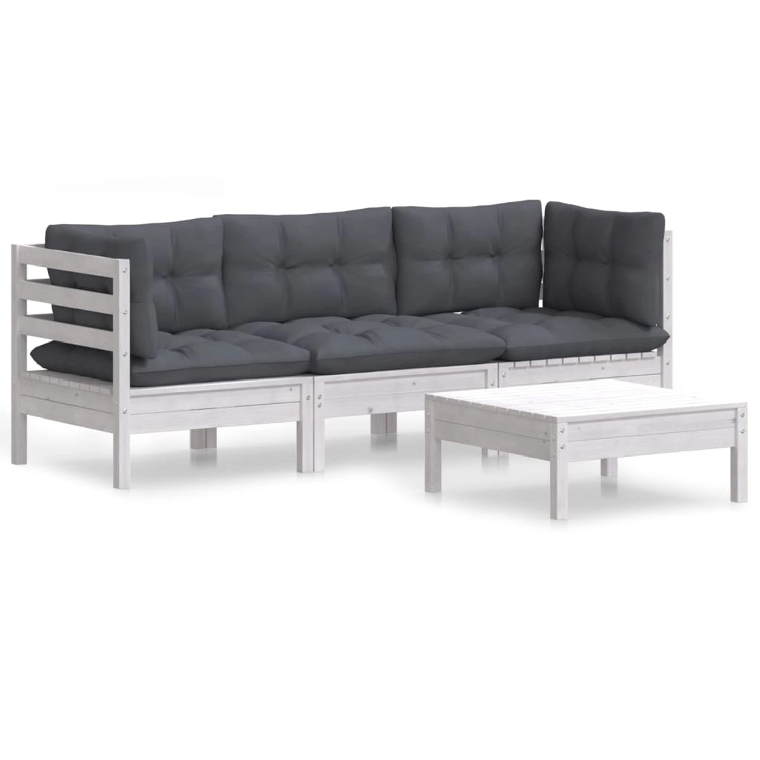 vidaXL 4-tlg Garten-Lounge-Set mit Anthrazit Kissen Kiefernholz Modell 7 vidaXL 4-tlg Garten-Lounge-Set mit Anthrazit Kissen Kiefernholz Modell 7 von VIDAXL
