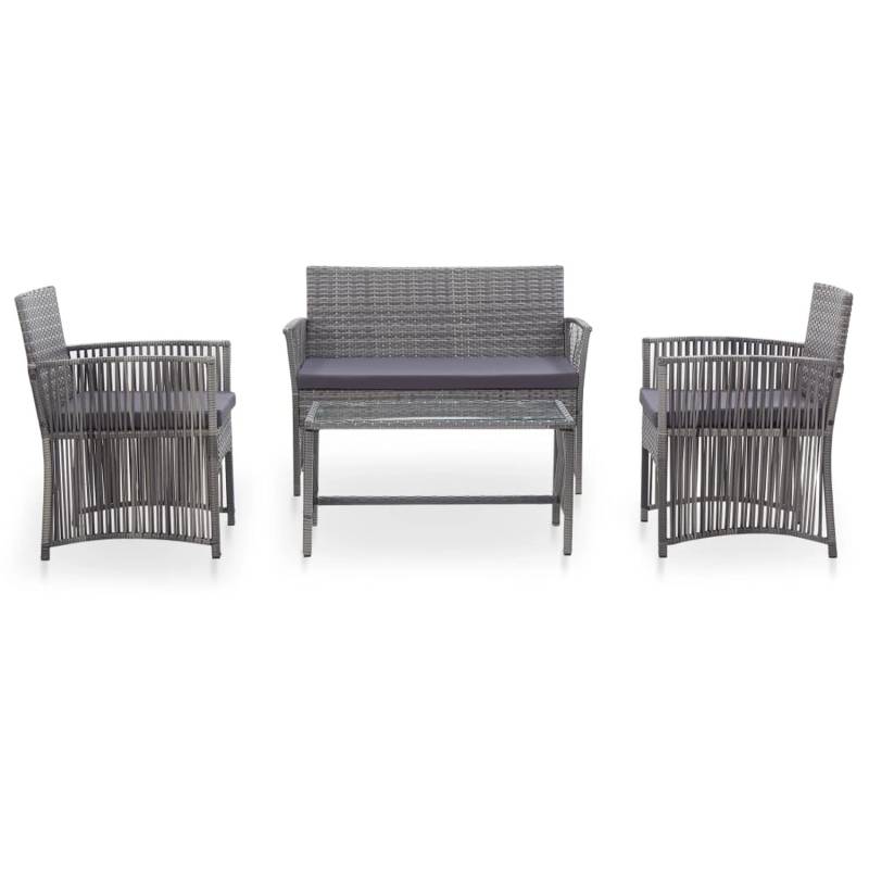 vidaXL 4-tlg Garten-Lounge-Set mit Auflage Poly Rattan Anthrazit von VIDAXL