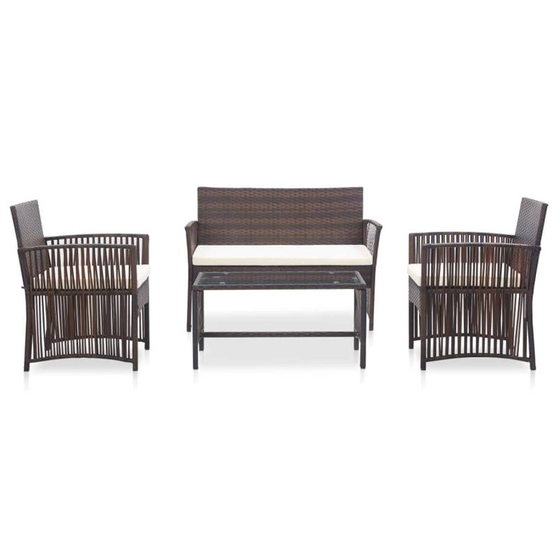 vidaXL 4-tlg Garten-Lounge-Set mit Auflage Poly Rattan Braun von VIDAXL