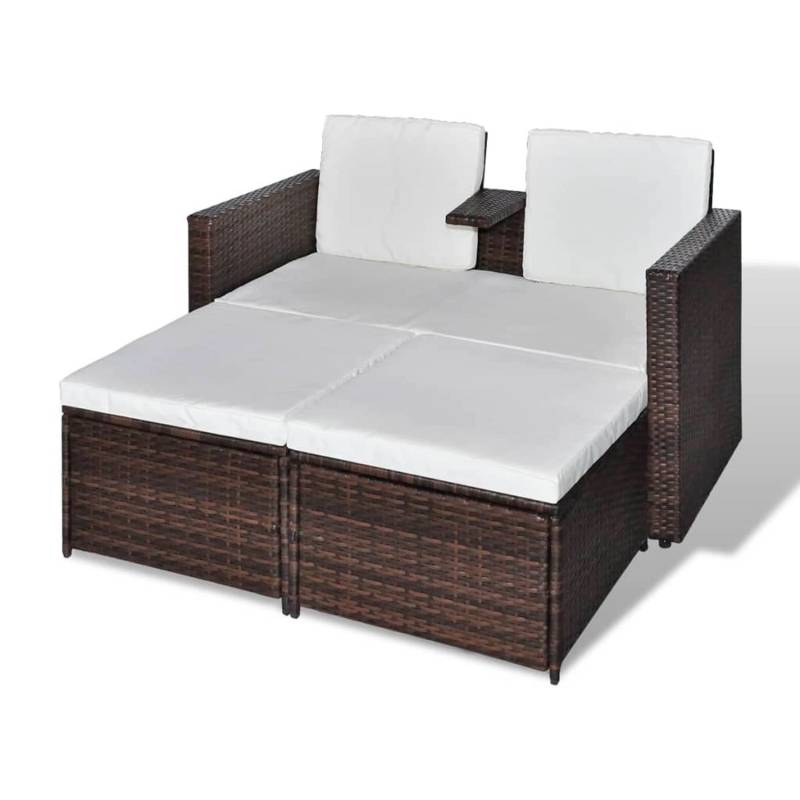 vidaXL 4-tlg Garten-Lounge-Set mit Auflagen Poly Rattan Braun Modell 2 von VIDAXL