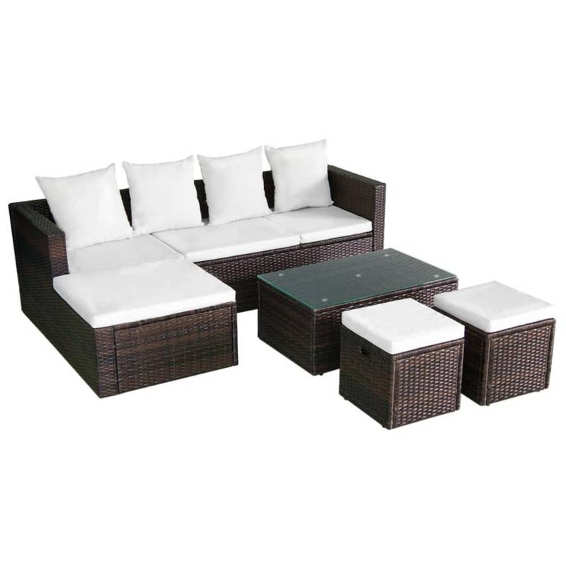 vidaXL 4-tlg Garten-Lounge-Set mit Auflagen Poly Rattan Braun Modell 4 von VIDAXL