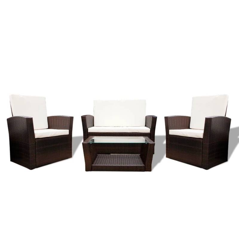 vidaXL 4-tlg Garten-Lounge-Set mit Auflagen Poly Rattan Braun Modell 5 von VIDAXL