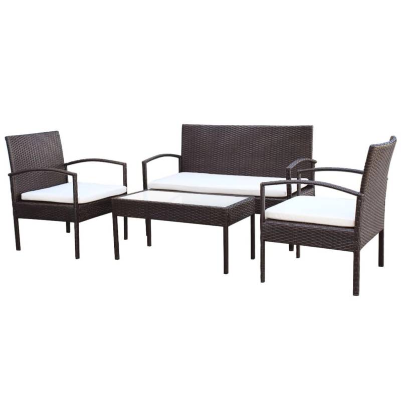 vidaXL 4-tlg Garten-Lounge-Set mit Auflagen Poly Rattan Braun Modell 6 von VIDAXL