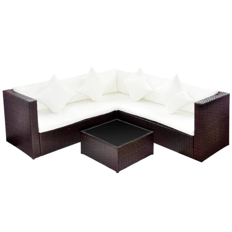 vidaXL 4-tlg Garten-Lounge-Set mit Auflagen Poly Rattan Braun Modell 8 von VIDAXL
