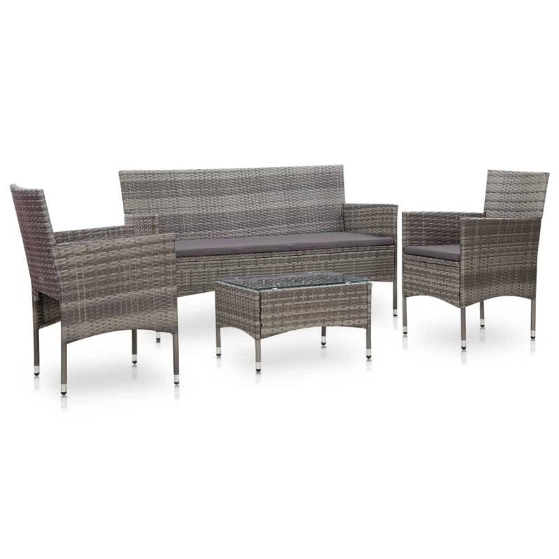 vidaXL 4-tlg Garten-Lounge-Set mit Auflagen Poly Rattan Grau Modell 11 von VIDAXL