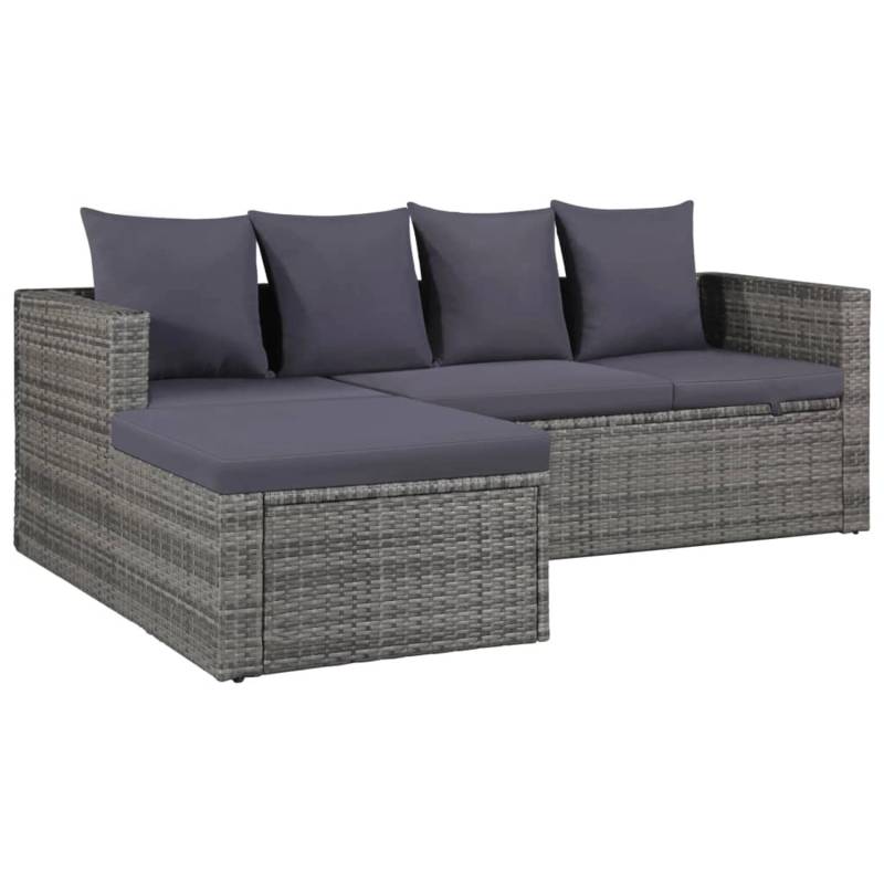 vidaXL 4-tlg Garten-Lounge-Set mit Auflagen Poly Rattan Grau Modell 7 von VIDAXL