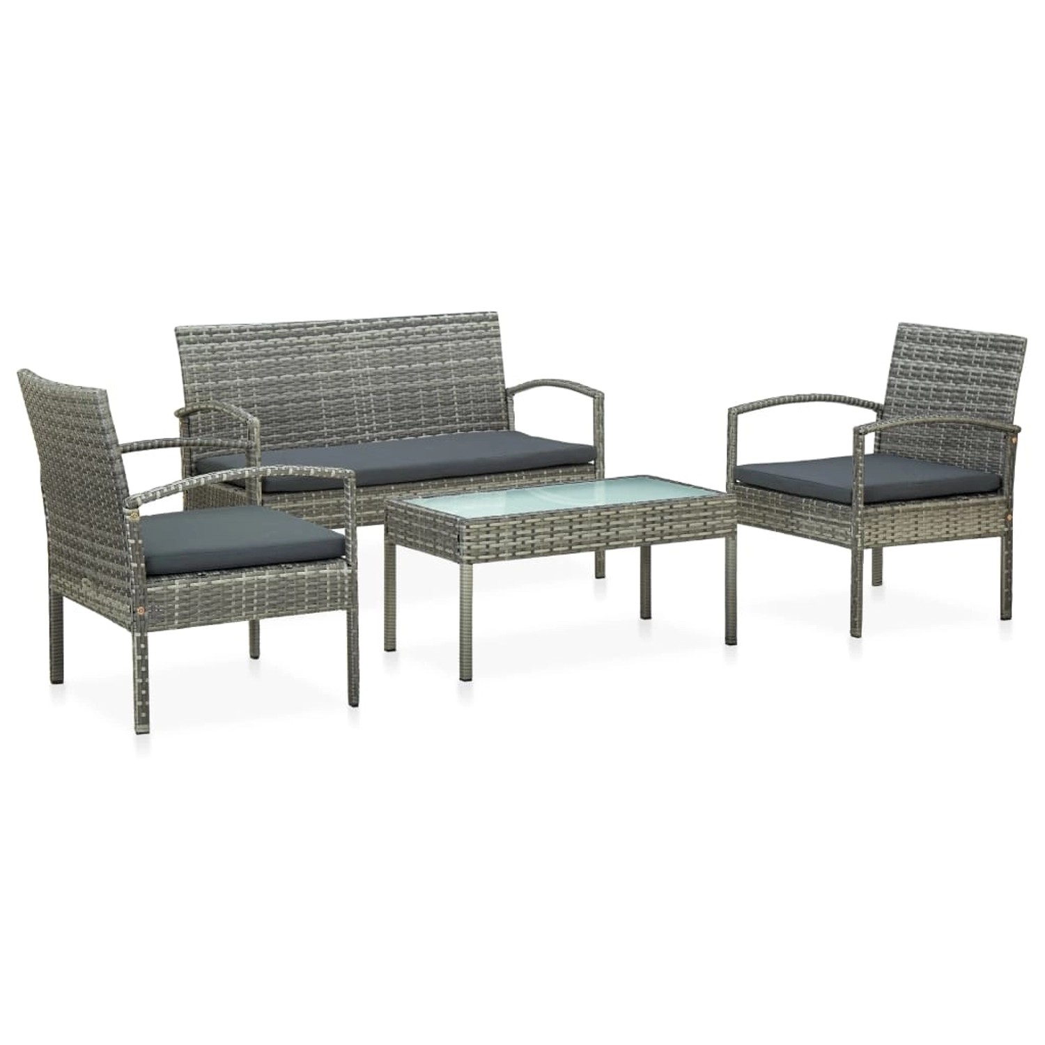 vidaXL 4-tlg Garten-Lounge-Set mit Auflagen Poly Rattan Grau Modell 9 vidaXL 4-tlg Garten-Lounge-Set mit Auflagen Poly Rattan Grau Modell 9 von VIDAXL